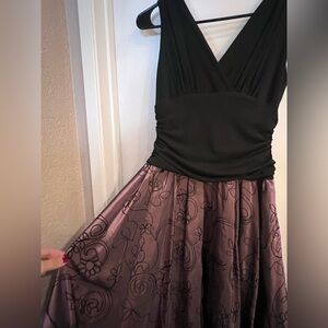 Vintage Elegant Black and Purple Floral Dress